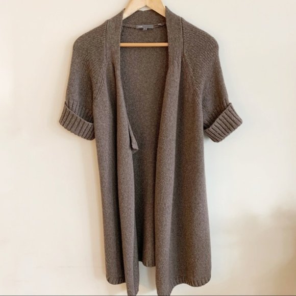Vince | Short Sleeve Draped Wool Open Cardigan S - Picture 3 of 7